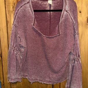 We The Free Mauve Waffle Knit Blouse